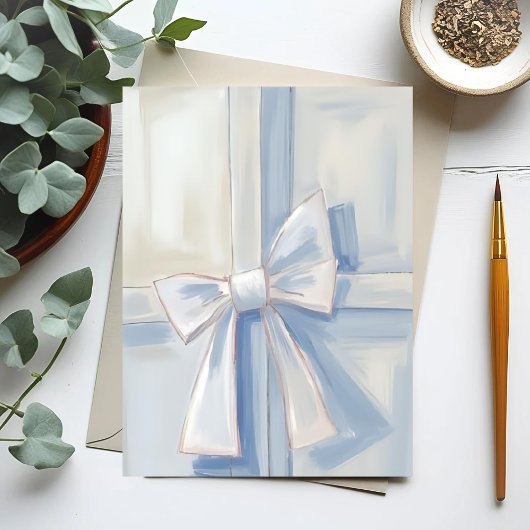 Witte strik cadeau | Waterverf Briefkaart