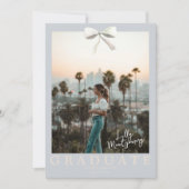 Witte strik Coquette Trellis afstudeeruitnodiging Kaart (Voorkant)