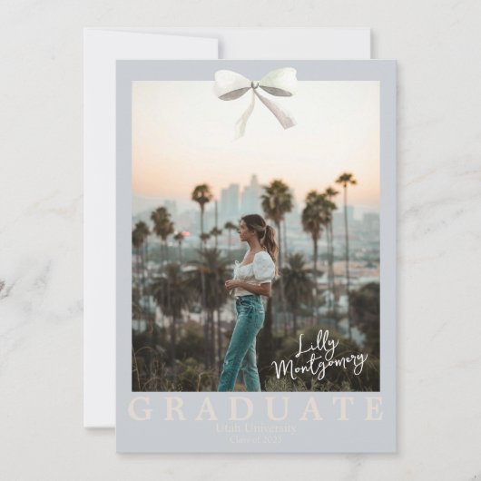 Witte strik Coquette Trellis afstudeeruitnodiging Kaart (Voorkant)