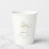 Witte strik elegante script klasse chic bruidsmeis papieren bekers (Voorkant)