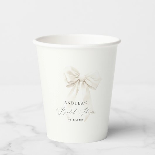 Witte strik elegante scriptie klassieke bruids-sho papieren bekers (Voorkant)