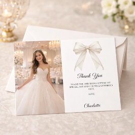 Witte strik foto parels meisje Sweet 16 Bedankkaart