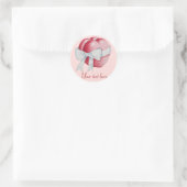 Witte strik gebonden rond rood hart romantisch ronde sticker (Tas)