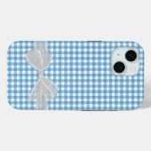 Witte strik op blauwe gingham Case-Mate iPhone case (Achterkant (horizontaal))