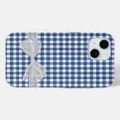 Witte strik op Navy Blue Gingham Case-Mate iPhone Case (Achterkant (horizontaal))