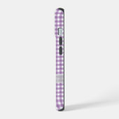 Witte strik op Paarse gingham iPhone 15 Case (Linkerkant)