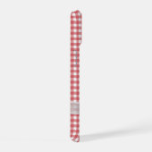 Witte strik op rood-wit geruit iPhone 15 case (Rechterkant)