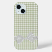 Witte strik op Sage Green Gingham Case-Mate iPhone Case (Achterkant)