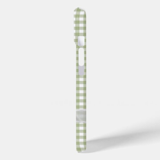 Witte strik op Sage Green Gingham Case-Mate iPhone Case (Achterkant / Links)