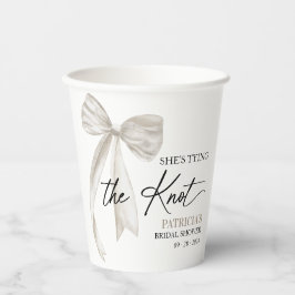 Witte strik: ze gaat trouwen - Bruidsjonkerfeestje Papieren Bekers