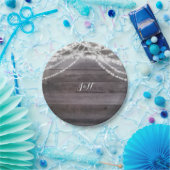 Witte String lichten & Rustiek hout Papieren Bordje (Feest)