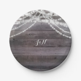 Witte String lichten & Rustiek hout Papieren Bordje