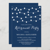 Witte String Lights Marine Blauw Pensioen Partij Kaart (Voorkant / Achterkant)