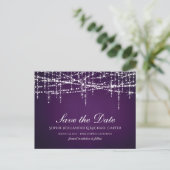 Witte String Lights op Royal Paarse Briefkaart (Staand voorkant)