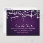 Witte String Lights op Royal Paarse Briefkaart (Voorkant / Achterkant)