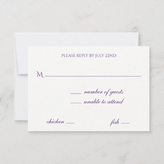 Witte String Lights op Royal Paarse RSVP Kaartje (Achterkant)