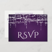 Witte String Lights op Royal Paarse RSVP Kaartje (Voorkant / Achterkant)