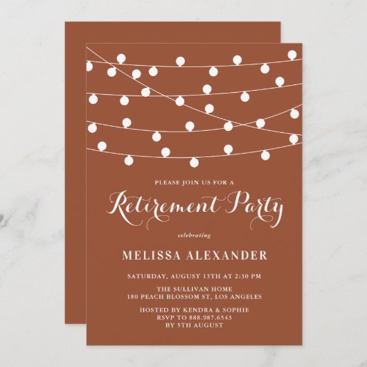 Witte String Lights Terracotta Pensioen Partij Kaart (Voorkant / Achterkant)