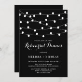 Witte String Lights Zwart Repetitie Diner Kaart (Voorkant / Achterkant)