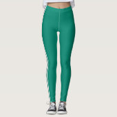 Witte Stripes Blauwe Groene Leggings Sport (Voorkant)