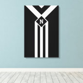 Witte Stripes en Chevrons op zwart met monogram Canvas Afdruk (Insitu (Houten vloer))