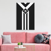 Witte Stripes en Chevrons op zwart met monogram Canvas Afdruk (Insitu (Woonkamer))
