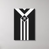 Witte Stripes en Chevrons op zwart met monogram Canvas Afdruk (Voorkant)
