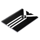 Witte Stripes en Chevrons op zwart met monogram Notitieboek (Linkerzijde)