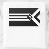 Witte Stripes en Chevrons op zwart met monogram Rechthoekige Sticker (Tas)