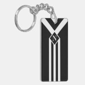 Witte Stripes en Chevrons op zwart met monogram Sleutelhanger (Voorkant Links)