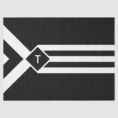 Witte Stripes en Chevrons op zwart met monogram Tissuepapier (Voorkant)