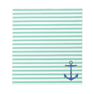 Witte Stripes en Navy Anchor Notitieblok