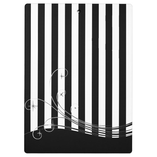 Witte Stripes en zwarte Swirls Klembord (Achterkant)