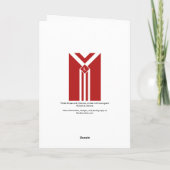 Witte strips en Chevrons op rood met monogram Bedankkaart (Achterkant)