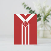 Witte strips en Chevrons op rood met monogram Briefkaart (Staand voorkant)