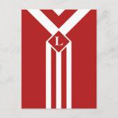 Witte strips en Chevrons op rood met monogram Briefkaart (Voorkant)