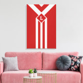 Witte strips en Chevrons op rood met monogram Canvas Afdruk (Insitu (Woonkamer))