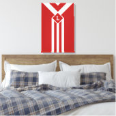 Witte strips en Chevrons op rood met monogram Canvas Afdruk (Insitu (Slaapkamer))