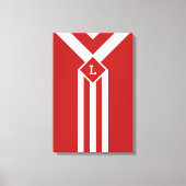 Witte strips en Chevrons op rood met monogram Canvas Afdruk (Voorkant)