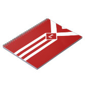 Witte strips en Chevrons op rood met monogram Notitieboek (Linkerzijde)