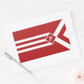Witte strips en Chevrons op rood met monogram Rechthoekige Sticker (Envelop)