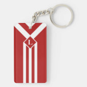 Witte strips en Chevrons op rood met monogram Sleutelhanger (achterkant)
