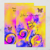 WITTE STROMEN EN BUTTERFLIES paars geel roze Kaart (Voorkant / Achterkant)