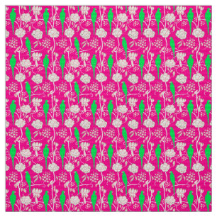 WITTE STROMEN EN GROENE DELEN OP PINK STOF