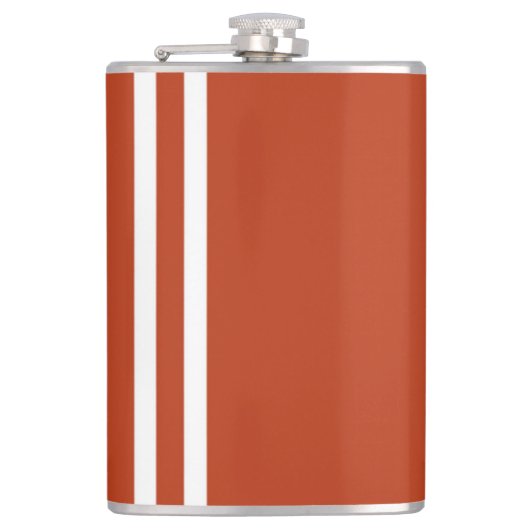 Witte strook en Oranje Flask Heupfles (Voorkant)