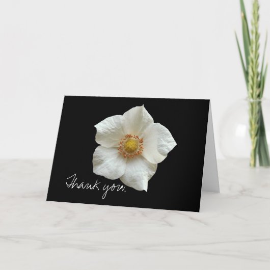 WITTE STROOM OP ZWARTE KAART: Dank u wel. Bedankkaart (Voorkant)