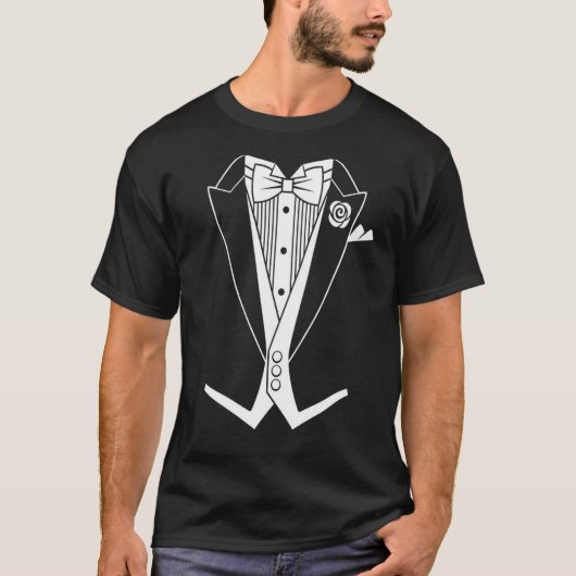 Witte Stropdas Formele vacht Tuxedo T-Shirt (Voorkant)