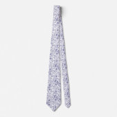 Witte stropdas met elegant blauw bloemmotief (Voorkant)