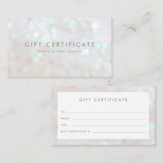 Witte subtiele Glitter Bokeh Cadeaukaart Aanbevelingskaartje (Voorkant / Achterkant)