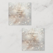 Witte Subtiele zachte glitter achtergrond Vierkante Visitekaartje (Voorkant / Achterkant)